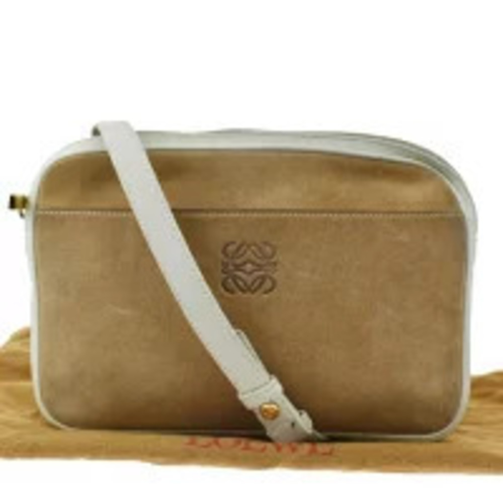 Loewe shoulder bag brown Ivory White suede full leather